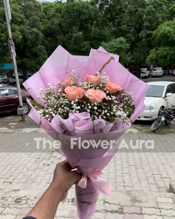 Blush Pink Roses Bouquet in Designer Wrap
