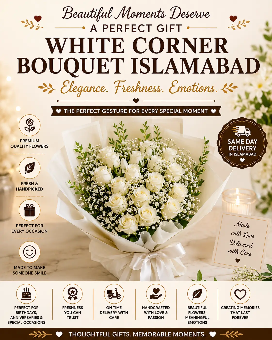 White Corner Bouquet Islamabad