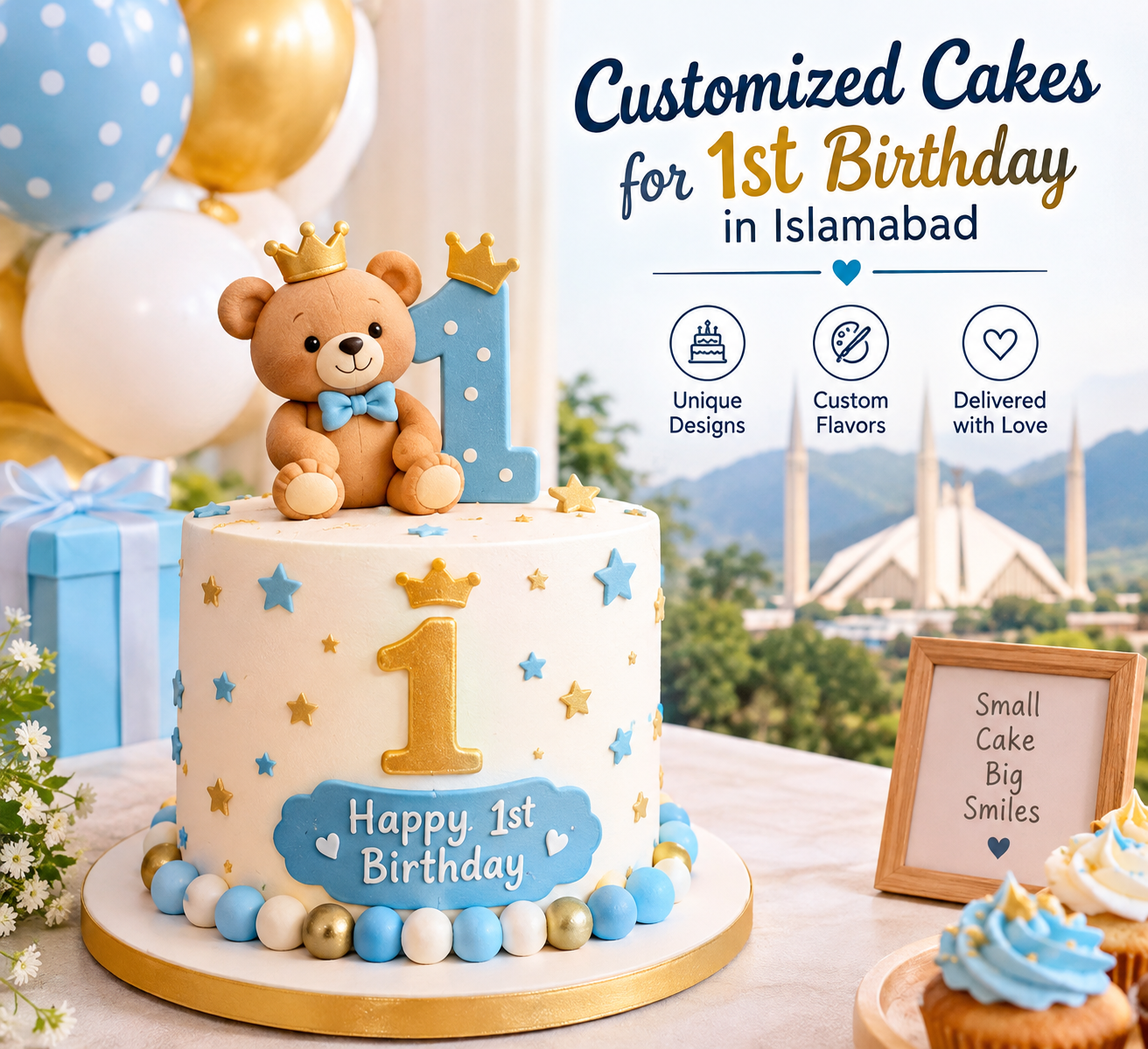 Customized cakes for 1st Birthday in Islamabad